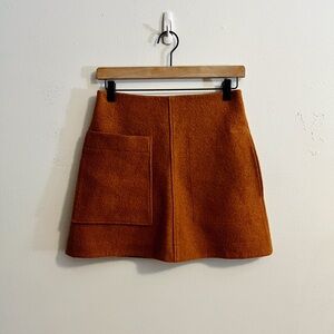 COS Warm Orange Elegant 100% Wool Dark Academia Mini Skirt